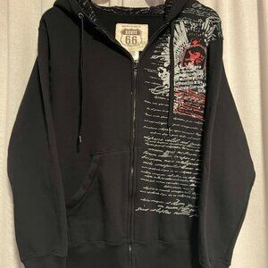 Y2k Route 66 Black Hoodie Eagle & Shield Like New Condition Size S